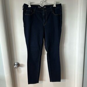 Old Navy mid-rise Rockstar Super Skinny dark indigo jeans, size 12short
